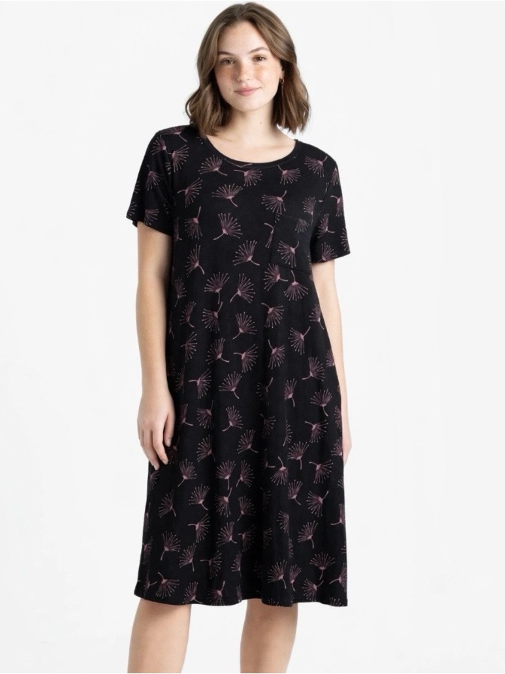 LuLaRoe Black Floral / Palm Print Carly Swing Dress Size XXS
